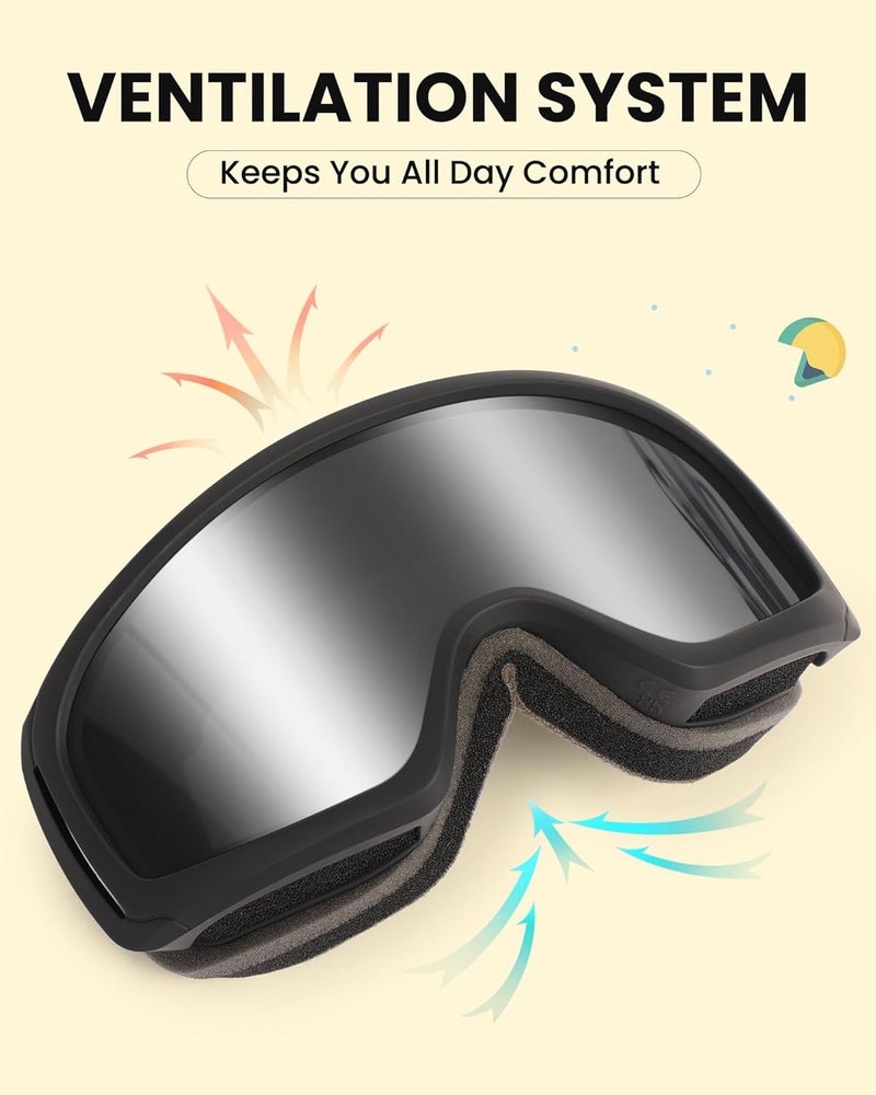 Snower Kids Ski Goggles, Anti-Fog Snow Goggles with OTG Design, 100% UV Protection, HD Lens for Kids Boys Girls - Image 5